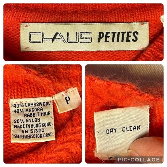 Vintage Chaus Peitite Lambswool Angora Rabbit Hair Pullover Sweater - Sz P - Picture 3 of 14